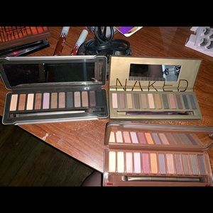 Urban Decay Naked Palettes 1, 2, and 3.